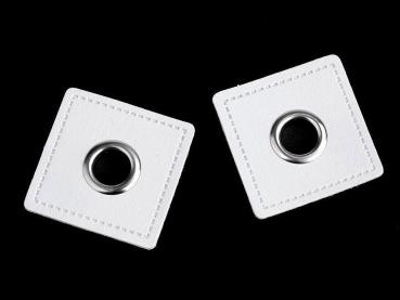 Ösen-Patches  Breite 30 mm ,Höhe 30 mm , Ø 8 mm, Weiß Nickel